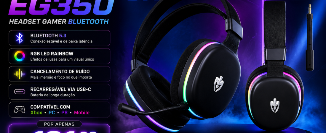 Headset Gamer Bluetooth por R$131,99 Kon EG350 Vale a Pena para Xbox e PC?