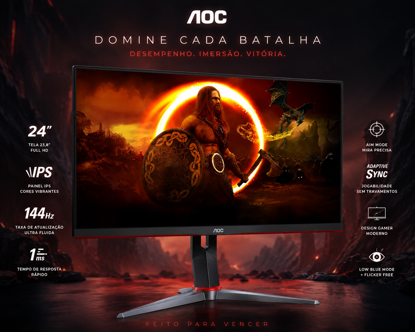 Monitor Gamer AOC Hero 27″ QHD 155Hz: Desempenho Profissional para Jogos Competitivos